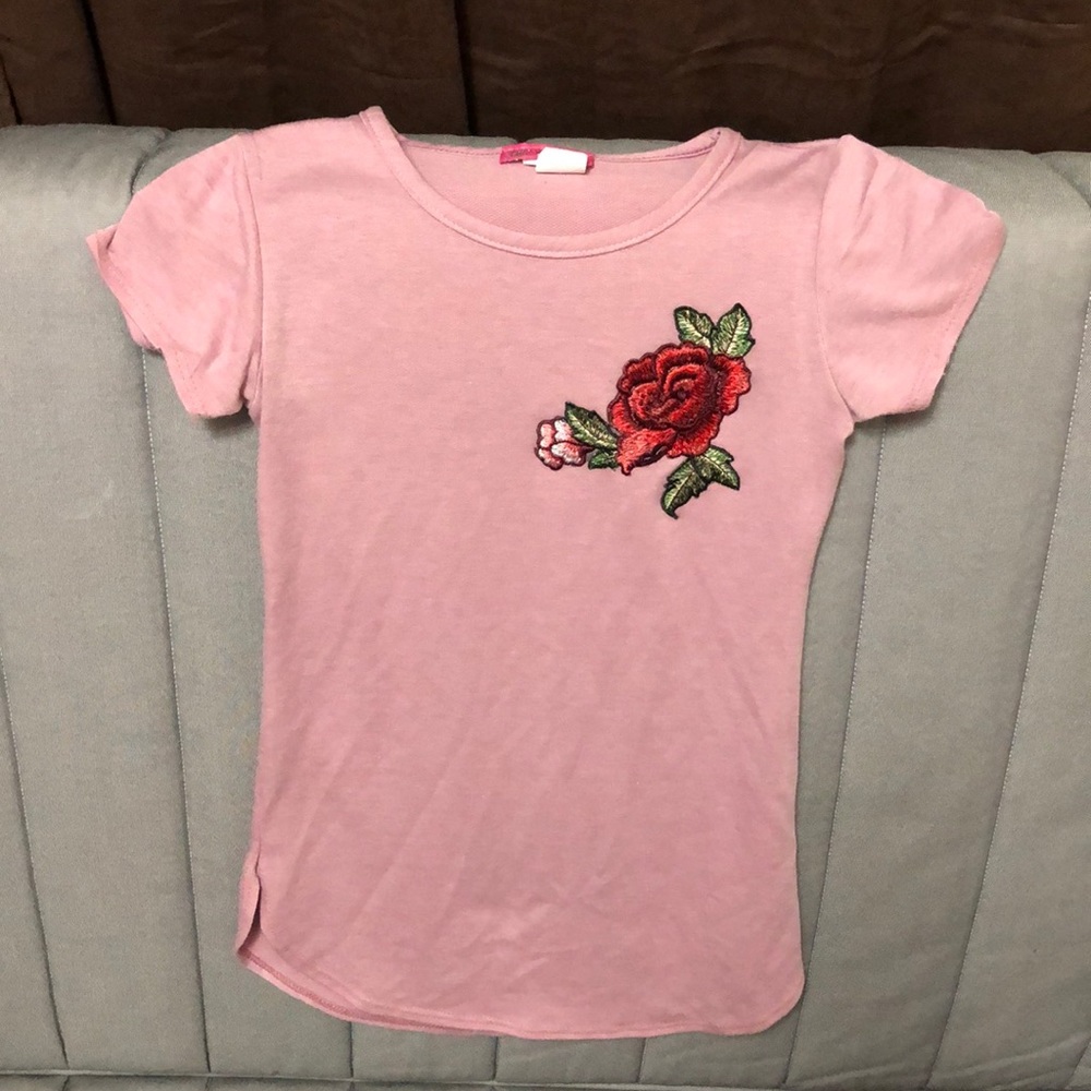 Girls Pink Shirt with Rose Tunic